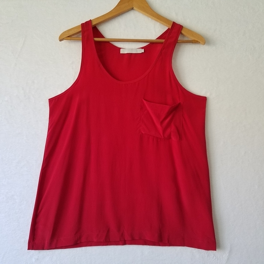 Kain 100% Silk Red Pocket Tank Top Size Medium